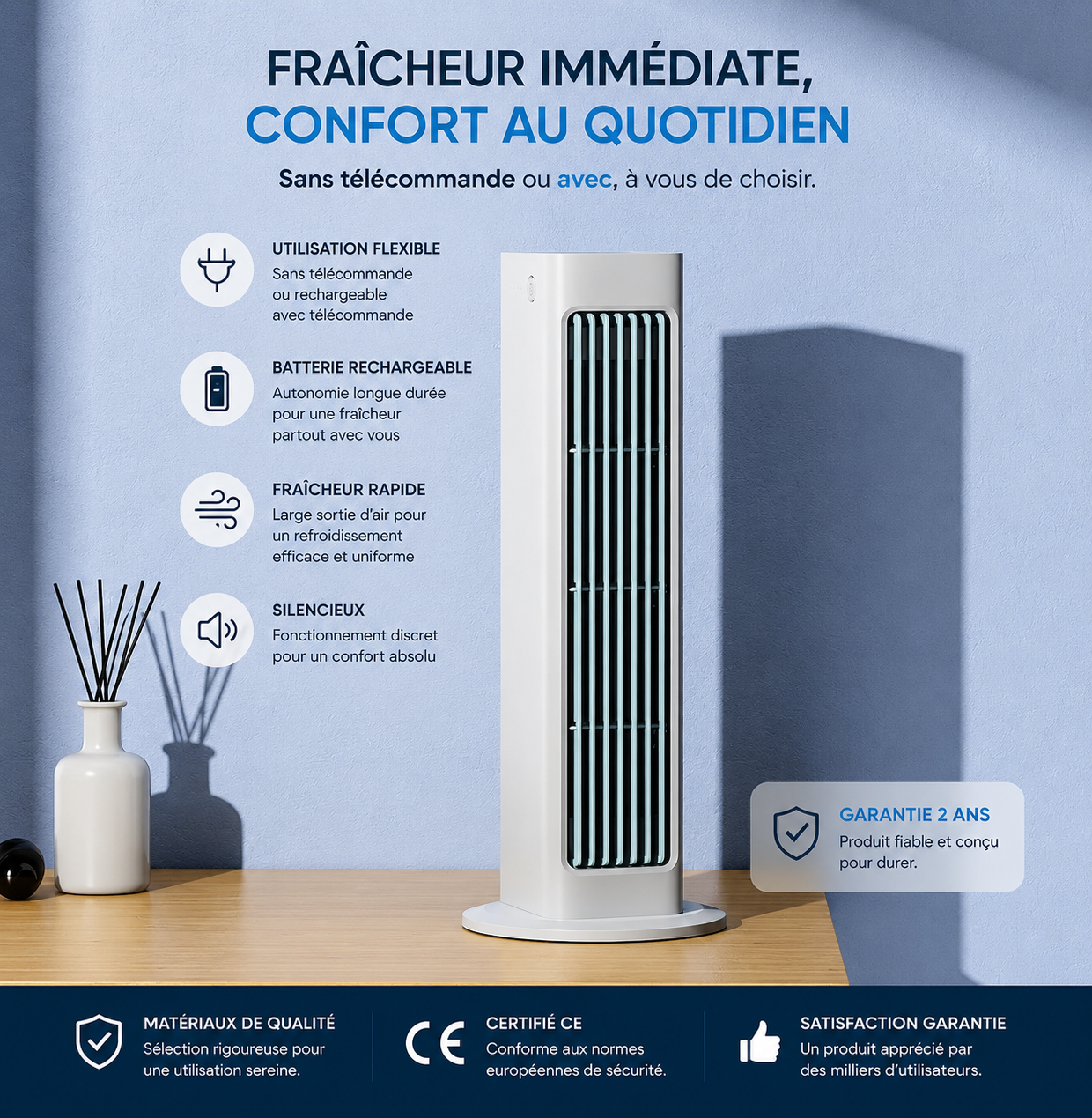 Airy Wall — Ventilateur mural silencieux sans pales