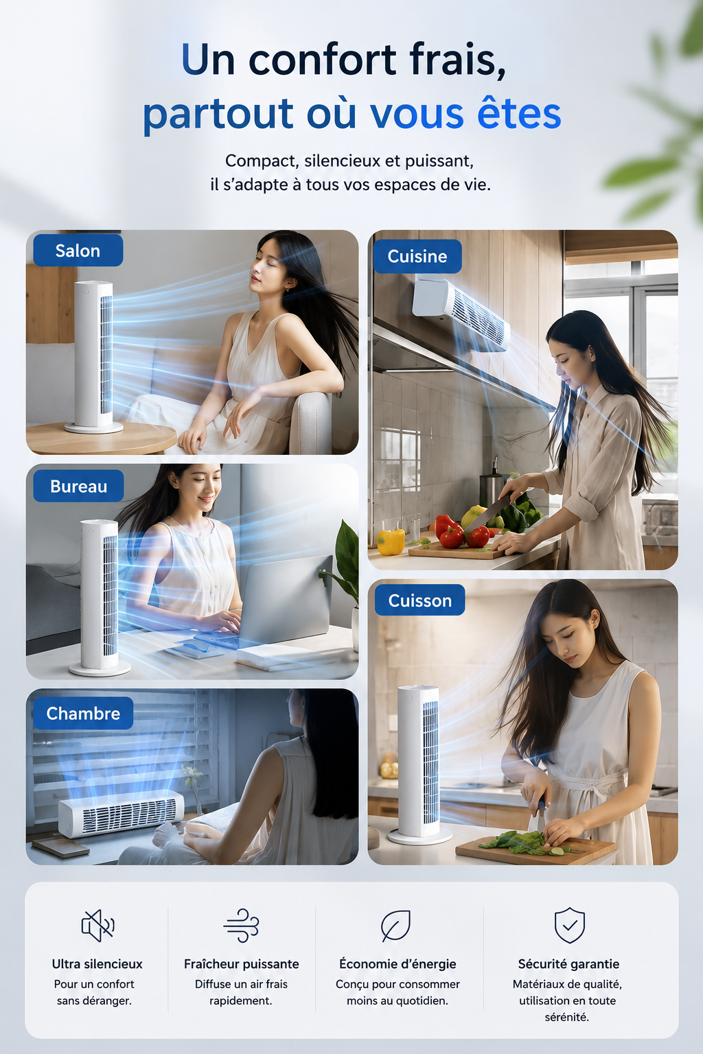 Airy Wall — Ventilateur mural silencieux sans pales