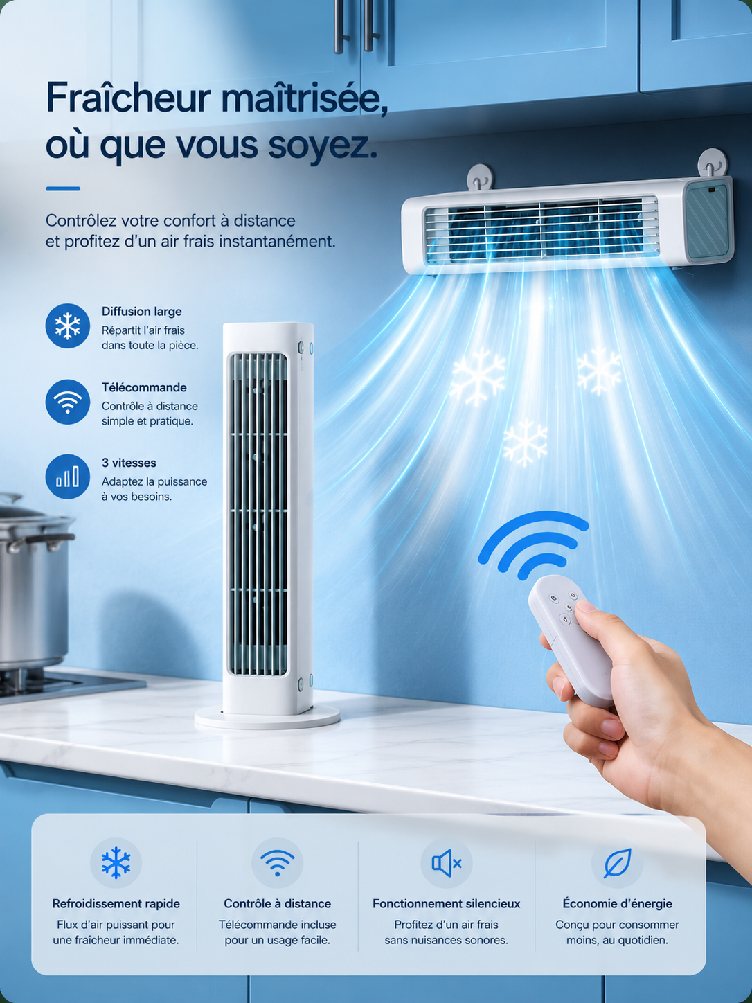 Airy Wall — Ventilateur mural silencieux sans pales