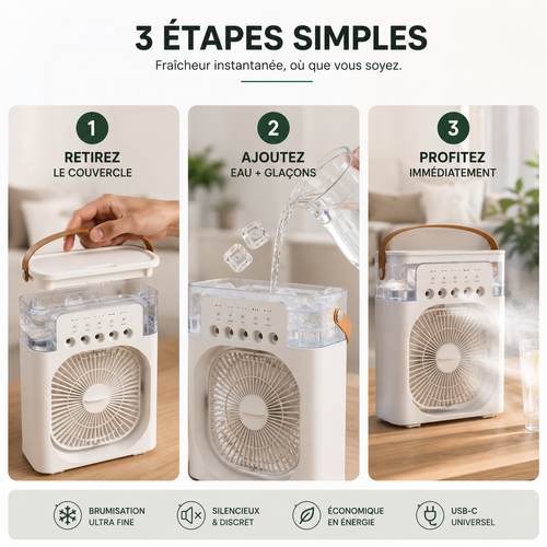 Airy – Mini climatiseur portable & brumisateur silencieux