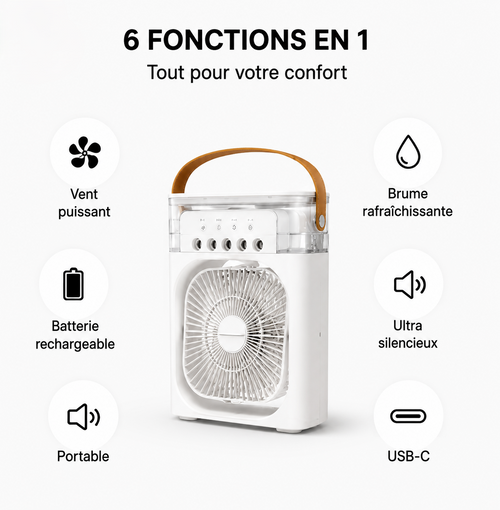 Ventilateur brumisateur Airy diffusant de l'air frais et humide