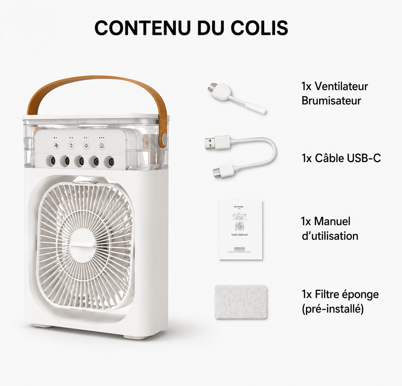 Airy ventilateur humidificateur silencieux en gros plan