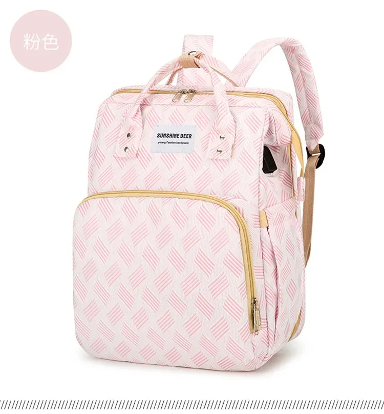 Sac à langer 3-en-1 — lit bébé pliable, matelas à langer & port USB